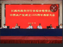 省商业联合会党组织书记谭志强参加 省商务厅行业综合党委庆祝 建党105周年表彰大会